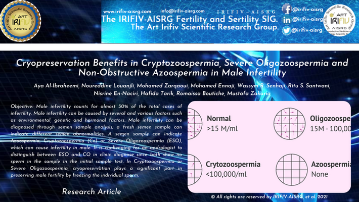 Cryopreservation Benefits in Cryptozoospermia, Severe Oligozoospermia and Non-Obstructive Azoospermia in Male Infertility